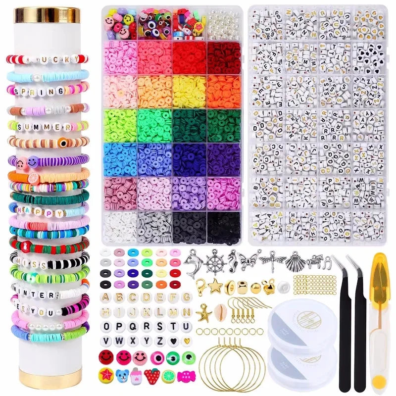 2 Box 24 Rainbow Color Clay Beads Bracelet Making Kit for Jewelry