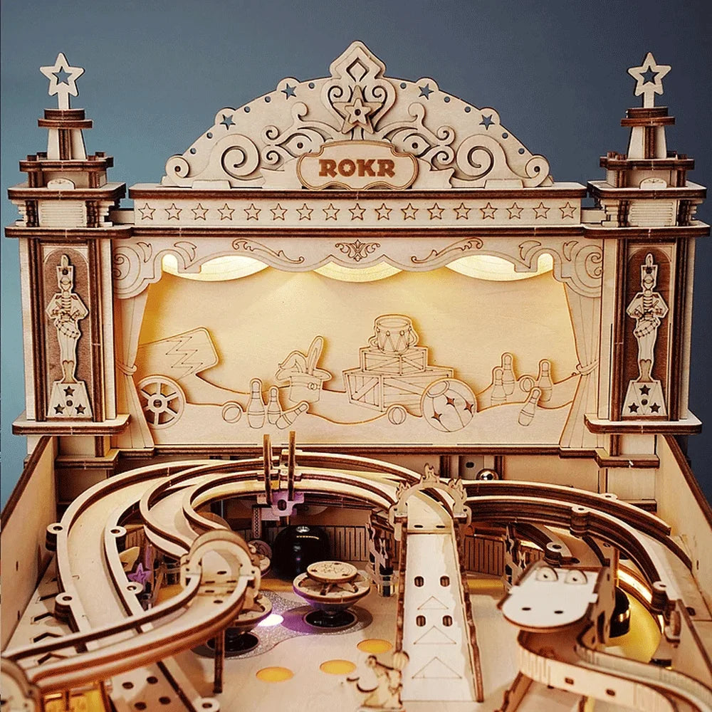 Robotime ROKR 3D Pinball for Kid Adults Family Party Machine Vintage Style Popular Game Smooth Assembly 3D Wooden Puzzles