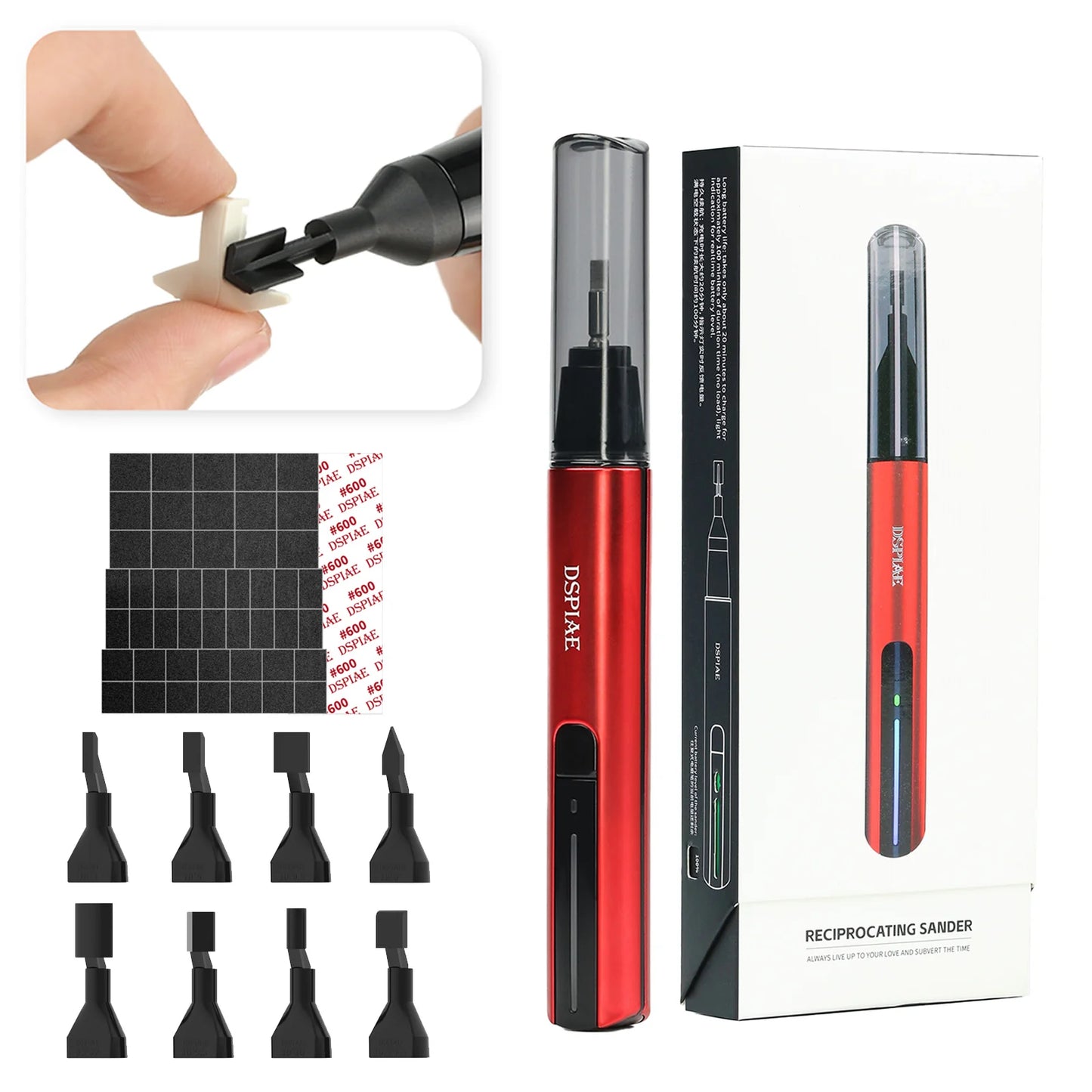 DSPIAE ES-A DIY Reciprocating Sander Electric Grinding Pen Plastic Model Sanding Paper Head for Military Model Craft Tools Hobby