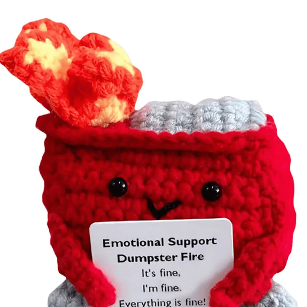 Emotional Support Dumpster Fire Positive Crochet Dumpster Fire Crochet Trash Can Fire Funny Gifts for Friends Coworker