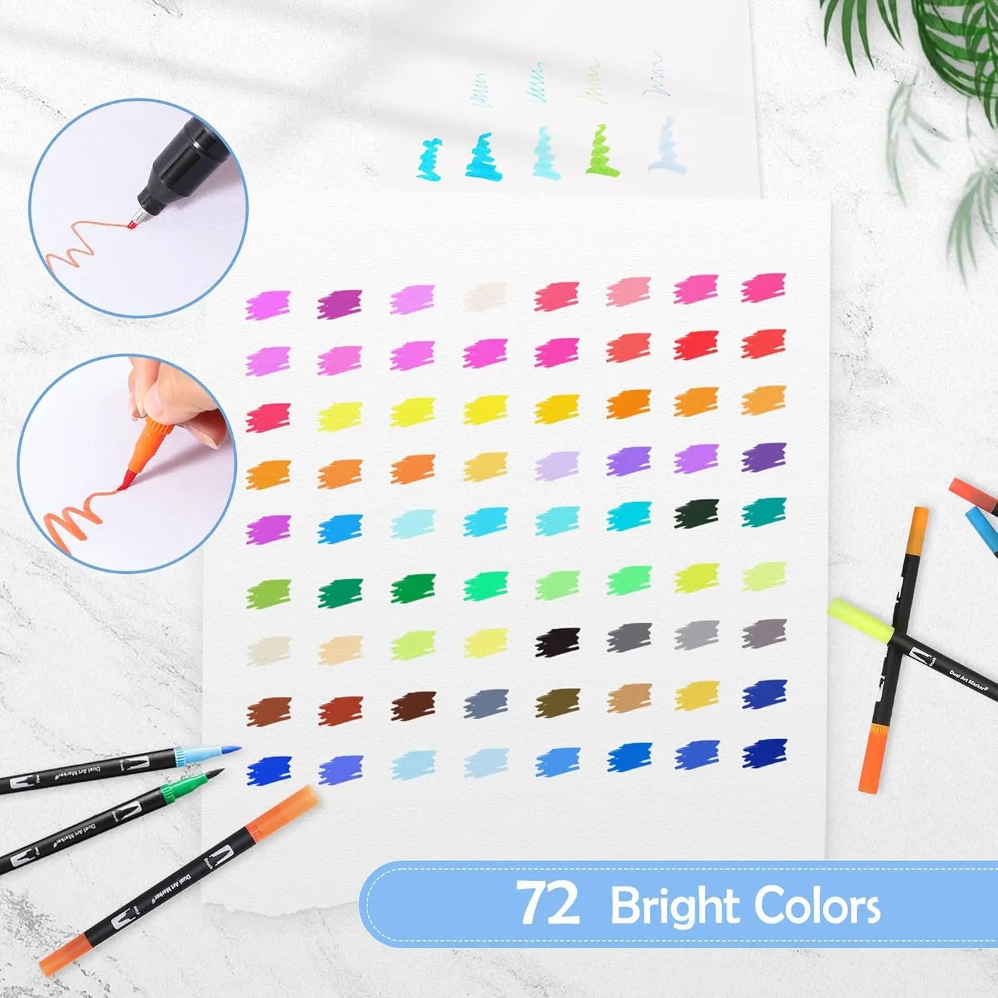 72pcs Color Double Ended Art Marker Pens Set, Suitable for Artist Fine