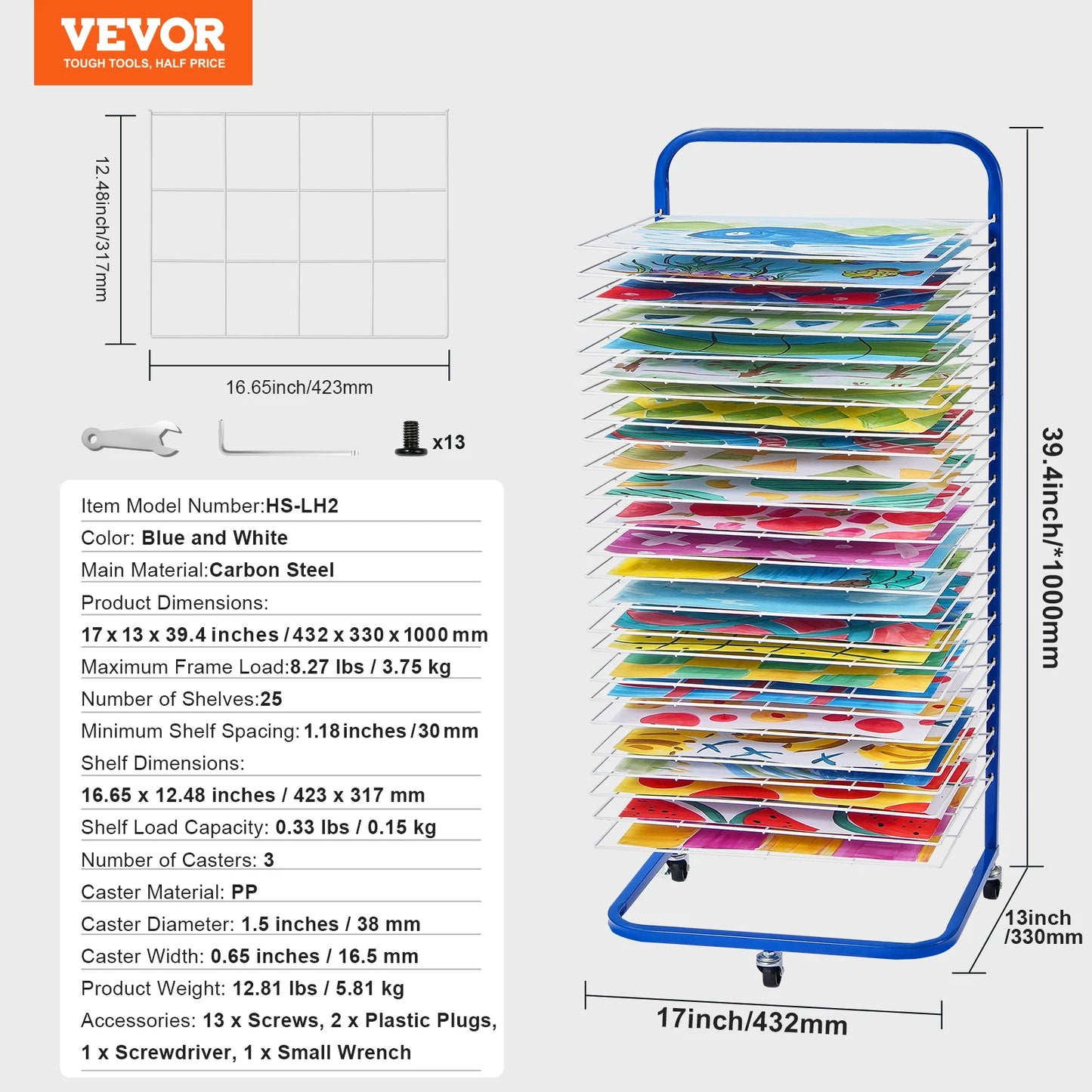 SucceBuy Art Drying Rack 25 Removable Shelves Paint Drying Rack