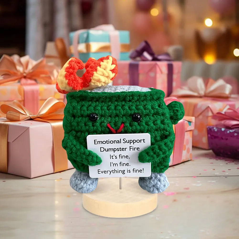 Emotional Support Dumpster Fire Positive Crochet Dumpster Fire Crochet Trash Can Fire Funny Gifts for Friends Coworker