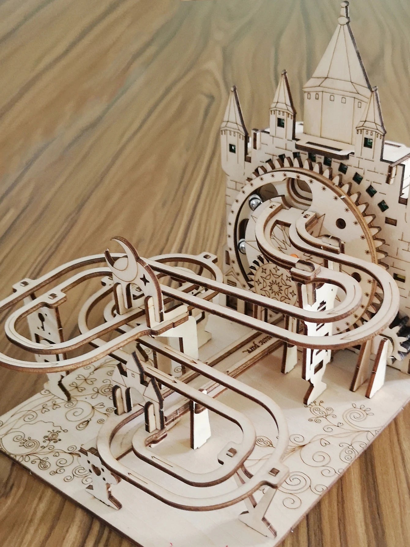3D Wooden Puzzle For Adults Electric Marble Run Building Model Kit Track With Lights Brain Teaser
