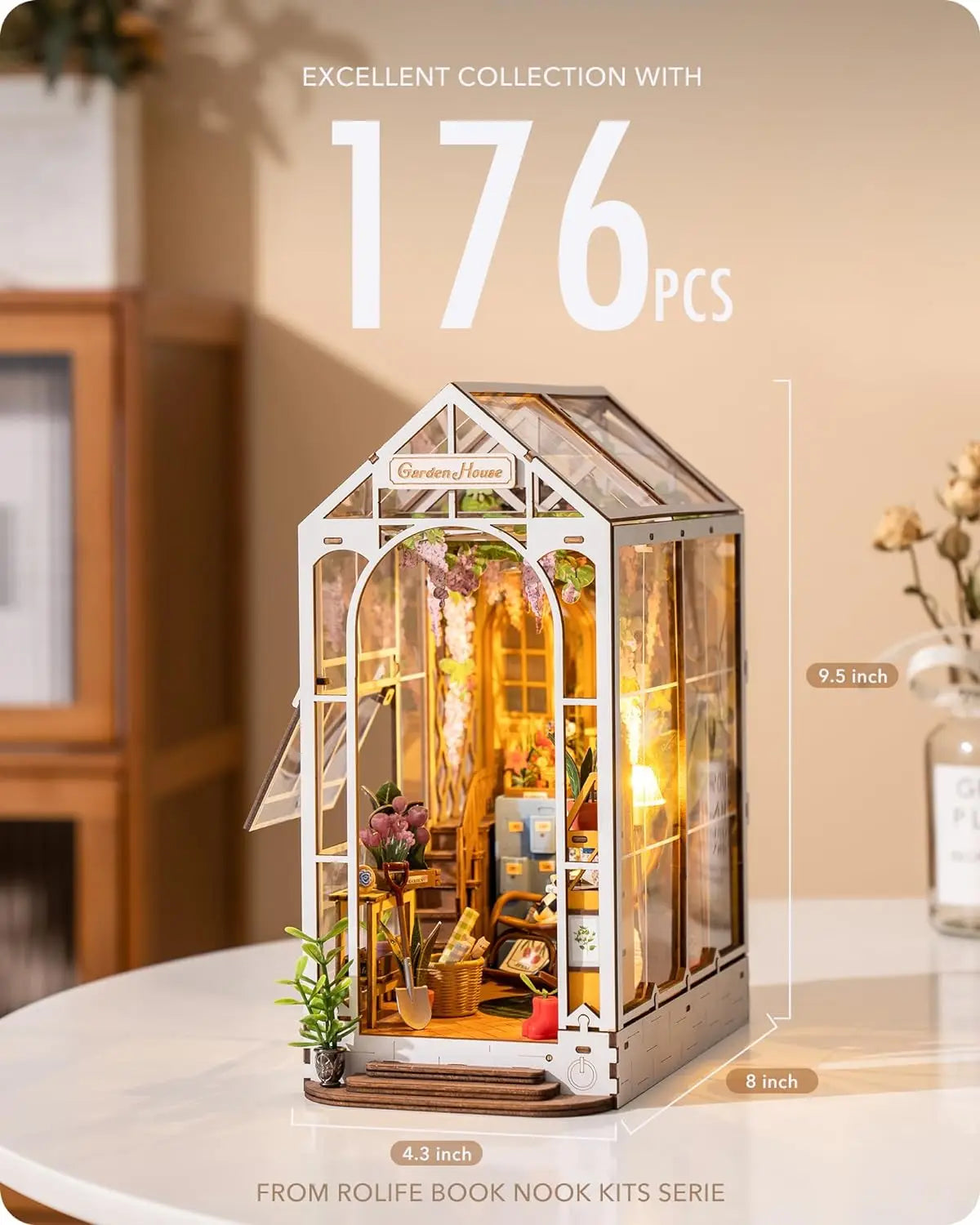 DIY Book Nook Kit Garden House Miniature Kit Creative Decorative Bookend