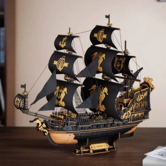 Robotime  3D Puzzle Wooden Seahouse Barque Model kits