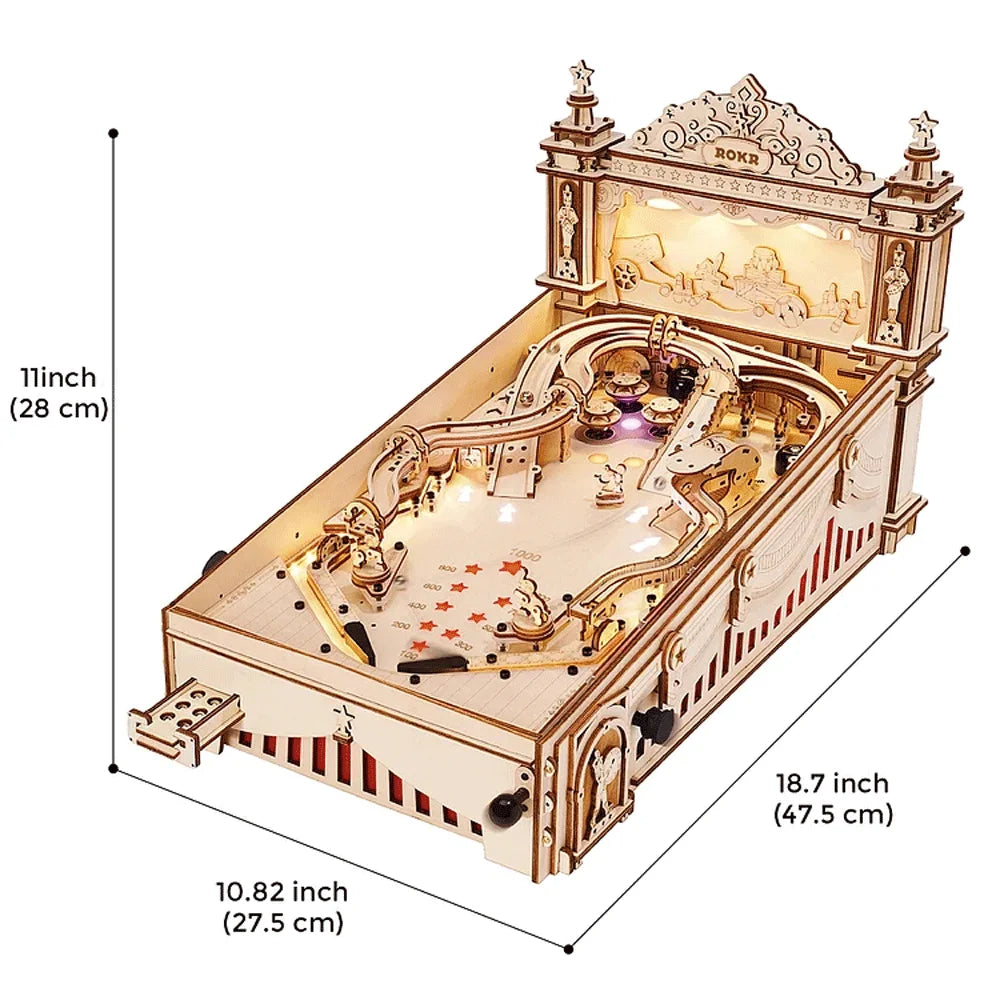 Robotime ROKR 3D Pinball for Kid Adults Family Party Machine Vintage Style Popular Game Smooth Assembly 3D Wooden Puzzles