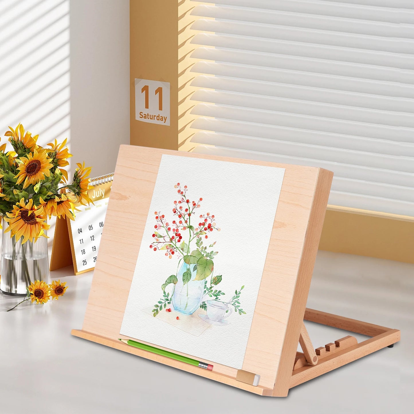 Wood Painting Board Stand, Foldable Art Easel with Stable Triangle Base  Studio & Outdoor Sketching
