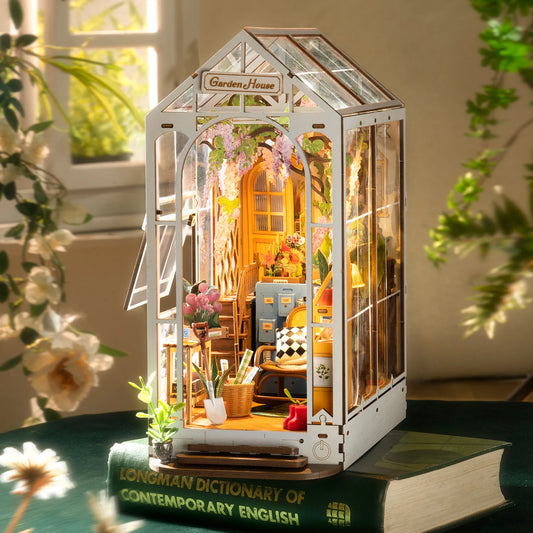 DIY Book Nook Kit Garden House Miniature Kit Creative Decorative Bookend