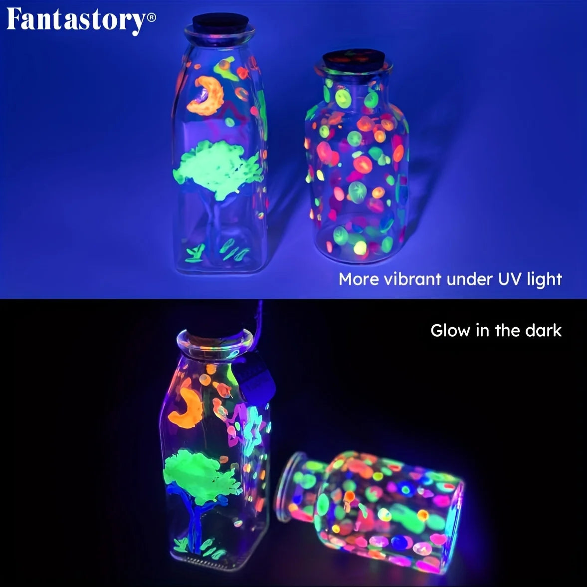 Acrylic Paint Set, 10 Neon and Glow in the Dark Colors Acrylic Paint for Wood, Drawing & Painting