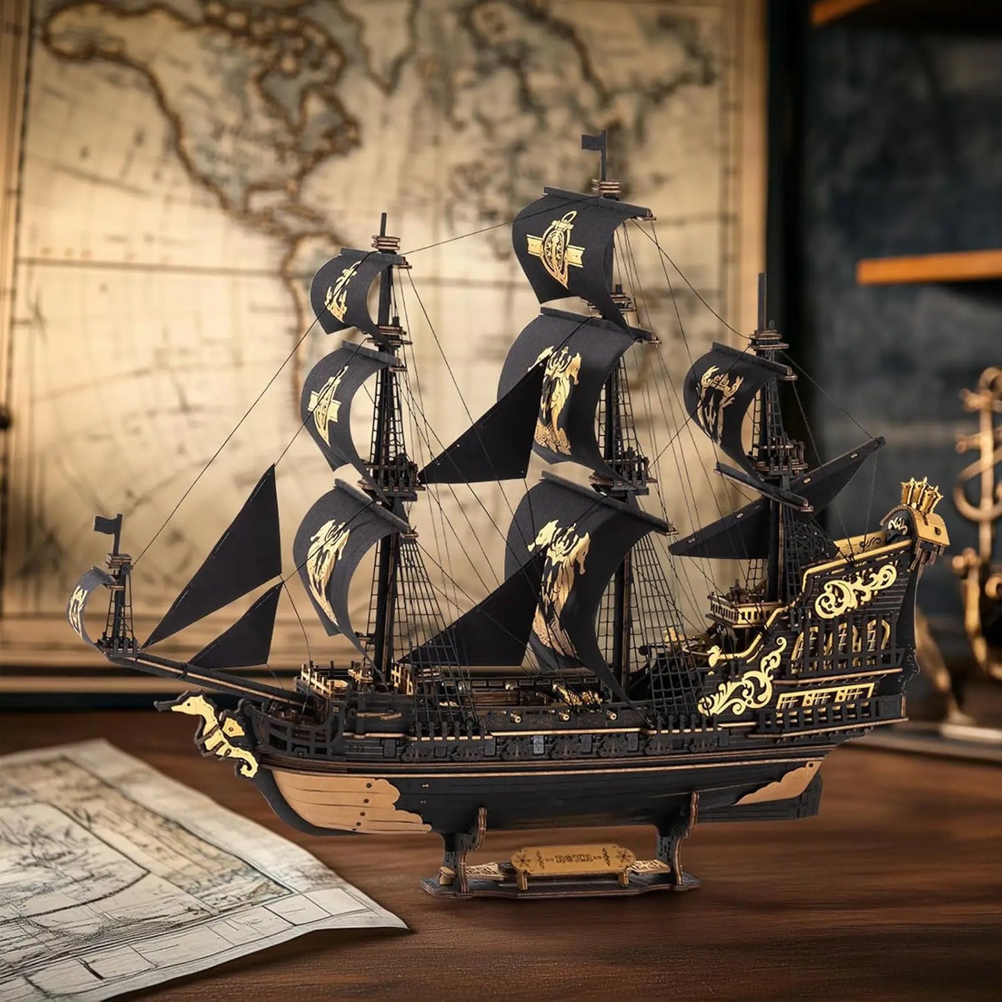 Robotime  3D Puzzle Wooden Seahouse Barque Model kits