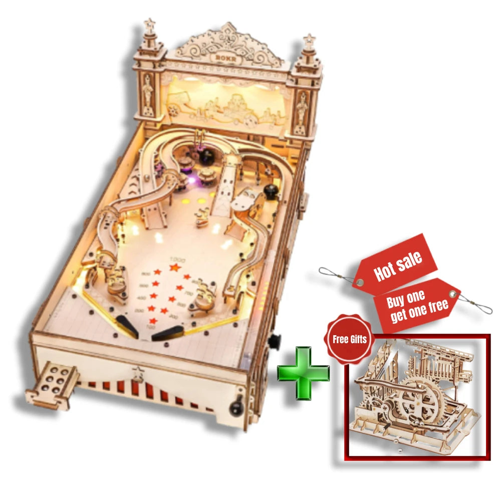 Robotime ROKR 3D Pinball for Kid Adults Family Party Machine Vintage Style Popular Game Smooth Assembly 3D Wooden Puzzles