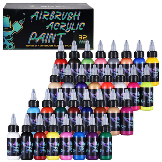OPHIR 24/32 Colors Airbrush Acrylic Paint for Model