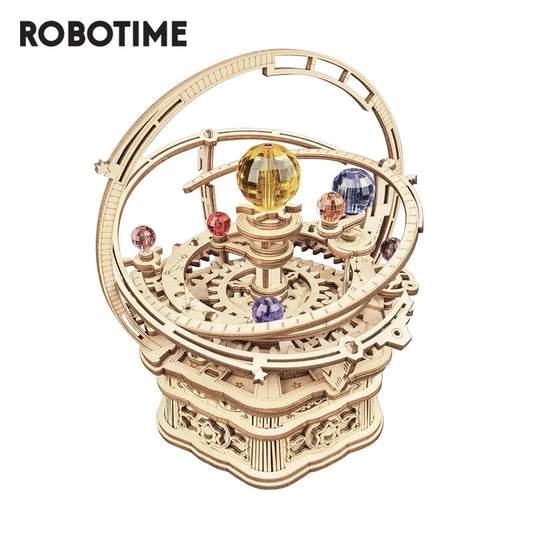 Robotime  84pcs Rotatable DIY 3D Starry Night Wooden Model Building Kit Block Assembly Music Box