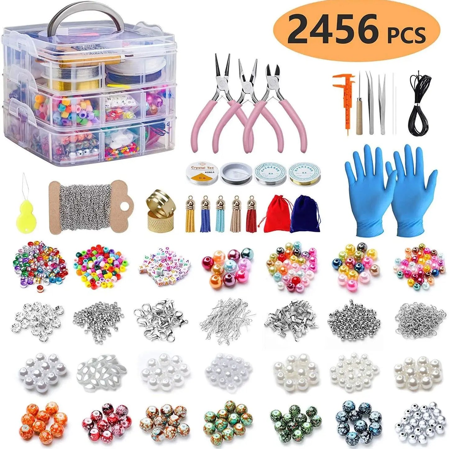 2456-Piece Deluxe DIY Bead Jewelry Making Kit - Includes Beads, and Accessories for Creating Unique Bracelets