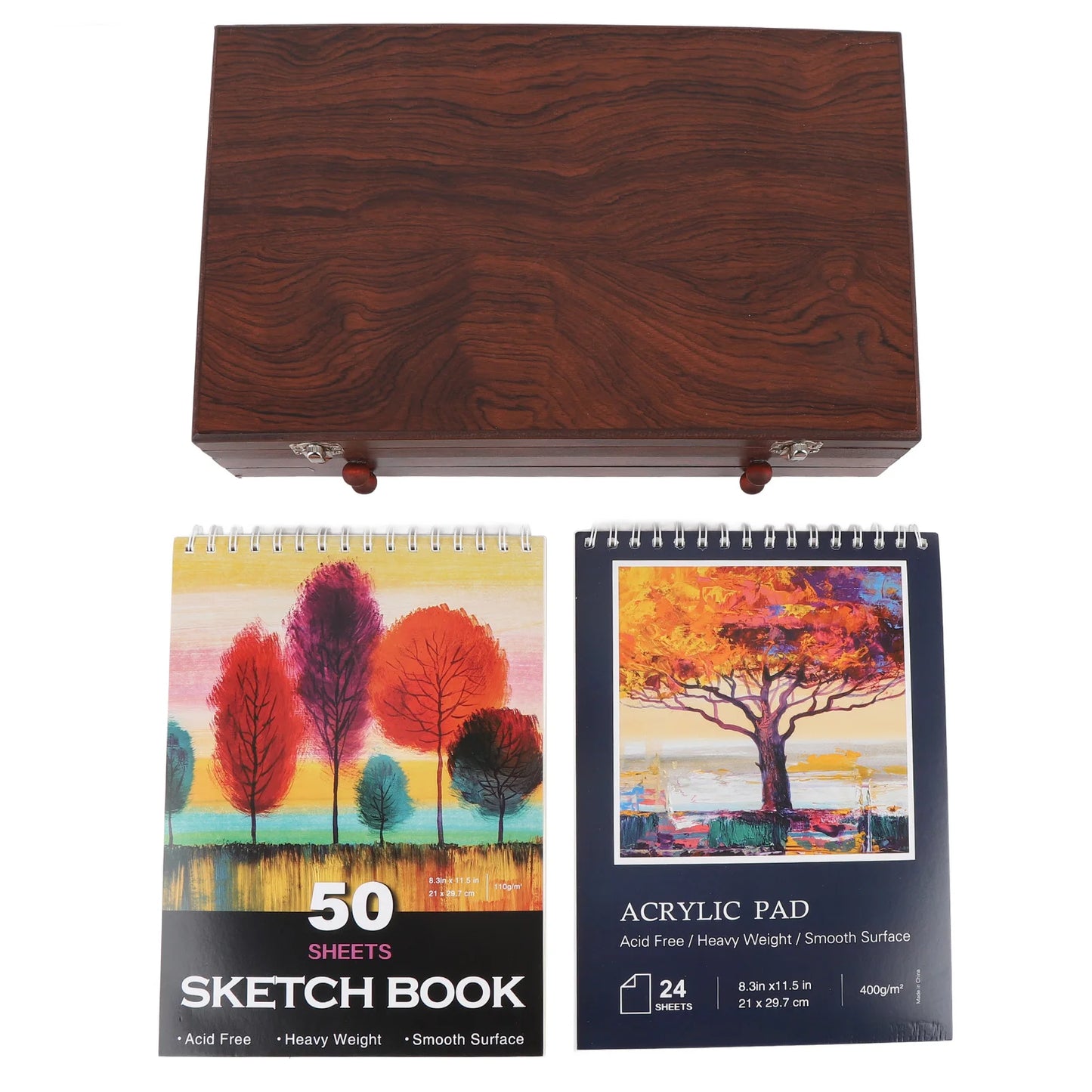 142PCS Set Wooden Art Set 24PCS Colored Pencils 24PCS Oil Pastels