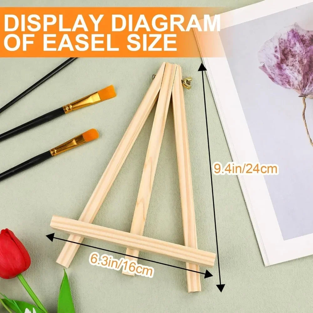 4 packs of 9-inch wooden easels, easel holders for painting canvases