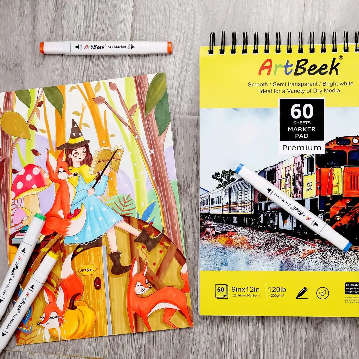 ArtBeek Art Marker Paper Pad, 9"x12" Portable Sketchbook