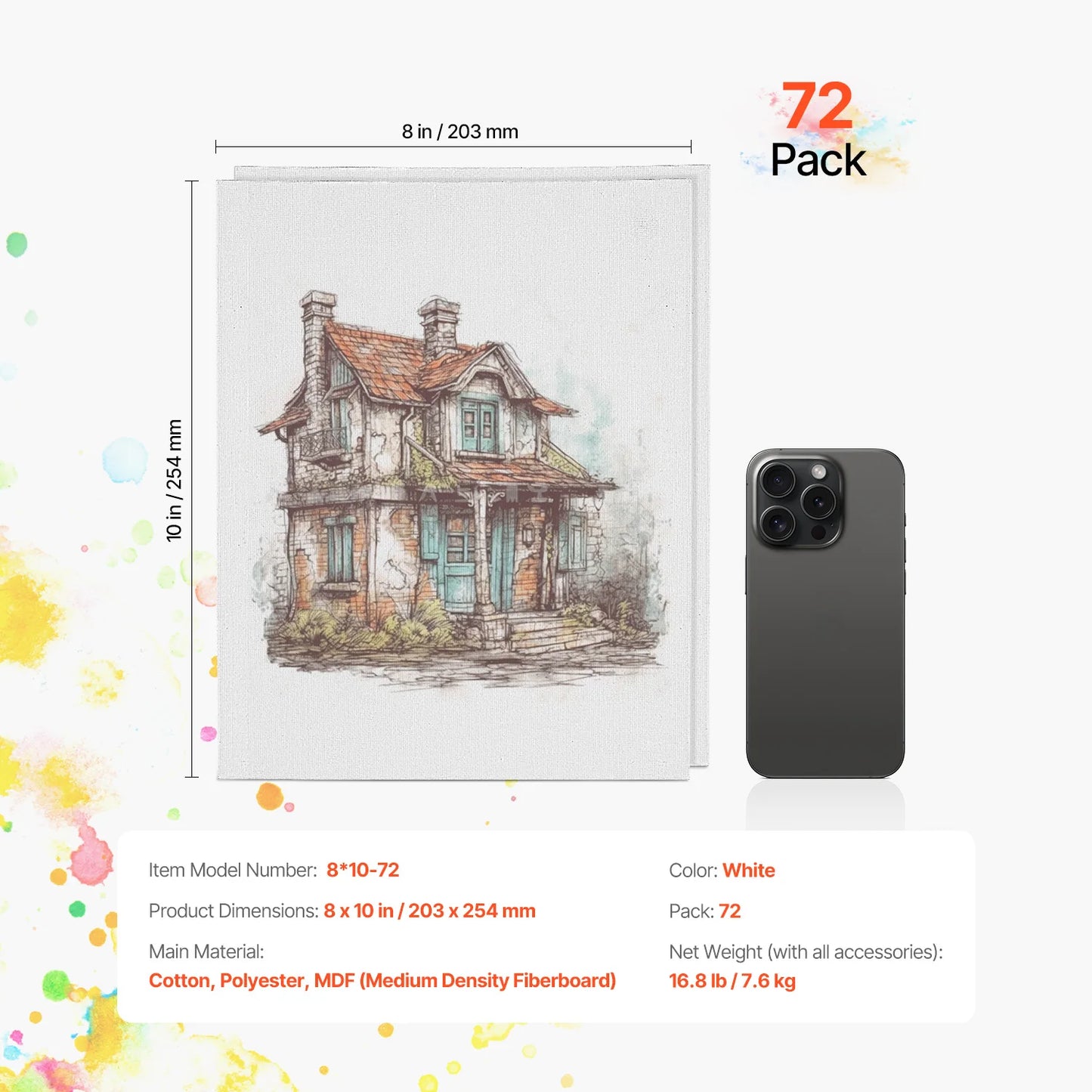 VEVOR Canvas Boards Painting  Sketching Acrylic Oil Painting Watercolor Paint Canvas
