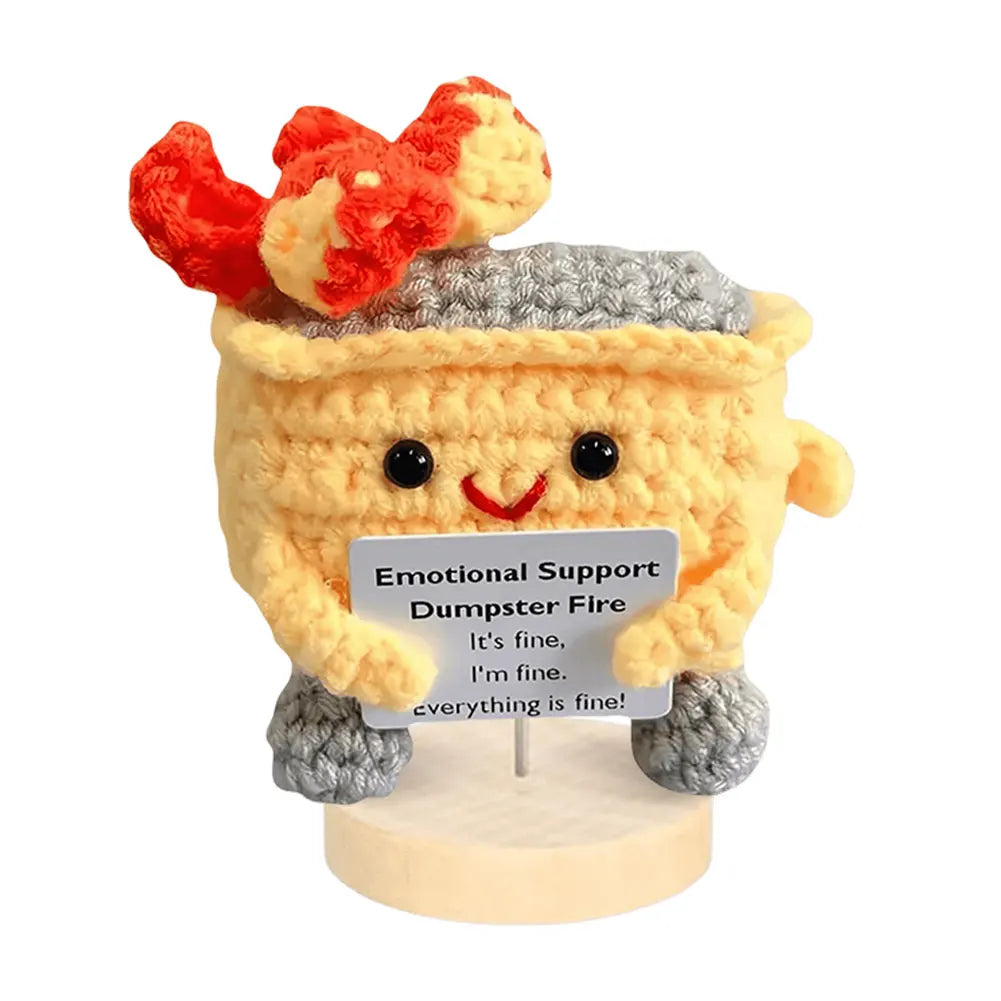 Emotional Support Dumpster Fire Positive Crochet Dumpster Fire Crochet Trash Can Fire Funny Gifts for Friends Coworker
