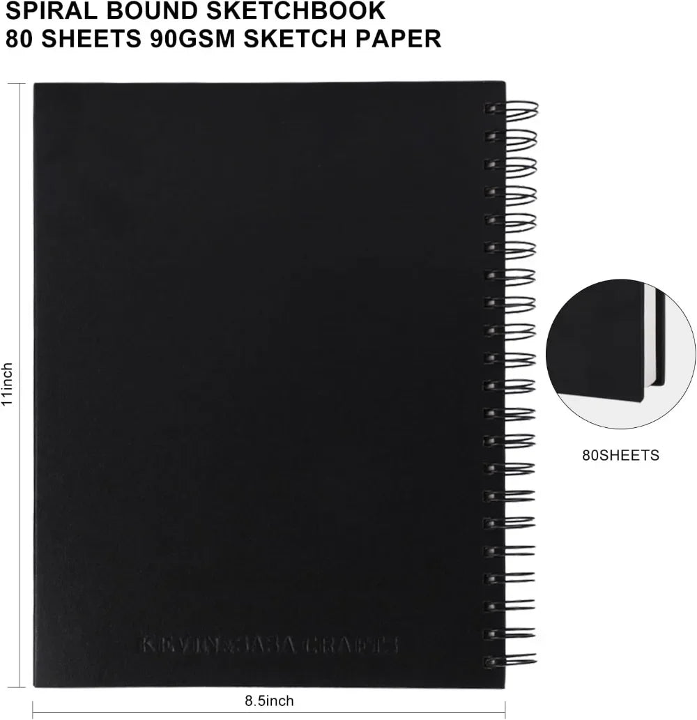 8.5x11 inch hardcover sketchbook, spiral bound sketchbook
