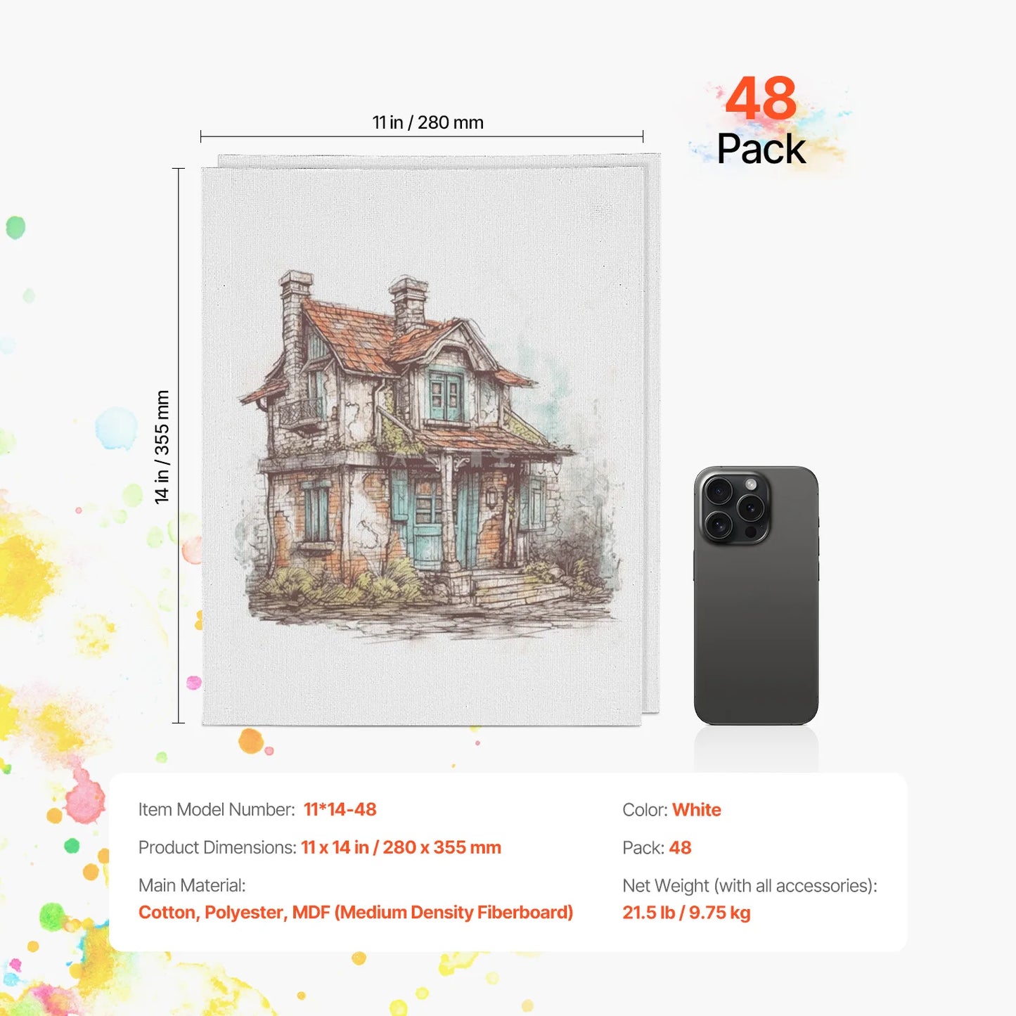 VEVOR Canvas Boards Painting  Sketching Acrylic Oil Painting Watercolor Paint Canvas