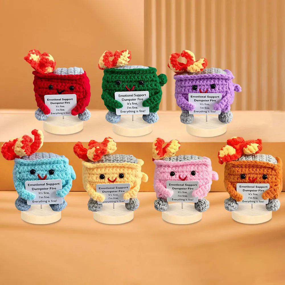Emotional Support Dumpster Fire Positive Crochet Dumpster Fire Crochet Trash Can Fire Funny Gifts for Friends Coworker