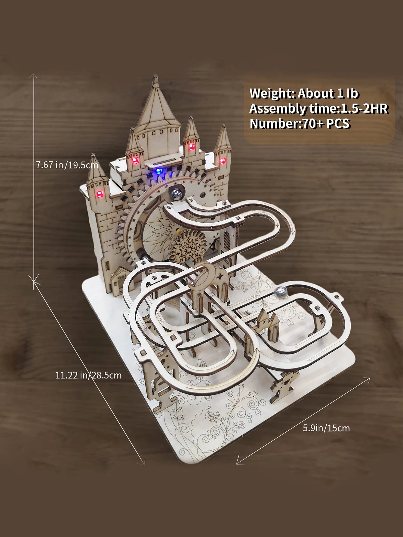3D Wooden Puzzle For Adults Electric Marble Run Building Model Kit Track With Lights Brain Teaser