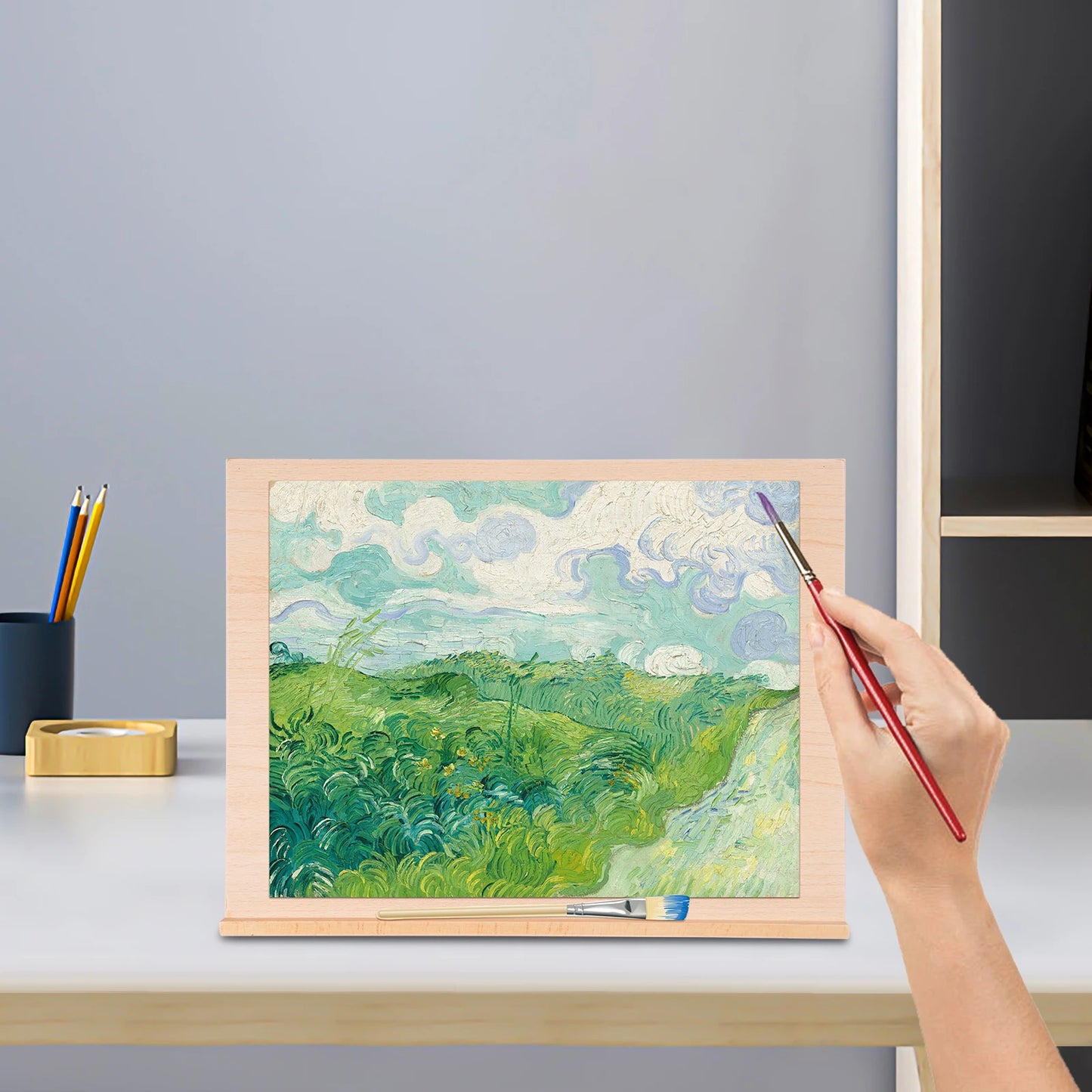 Wood Painting Board Stand, Foldable Art Easel with Stable Triangle Base  Studio & Outdoor Sketching
