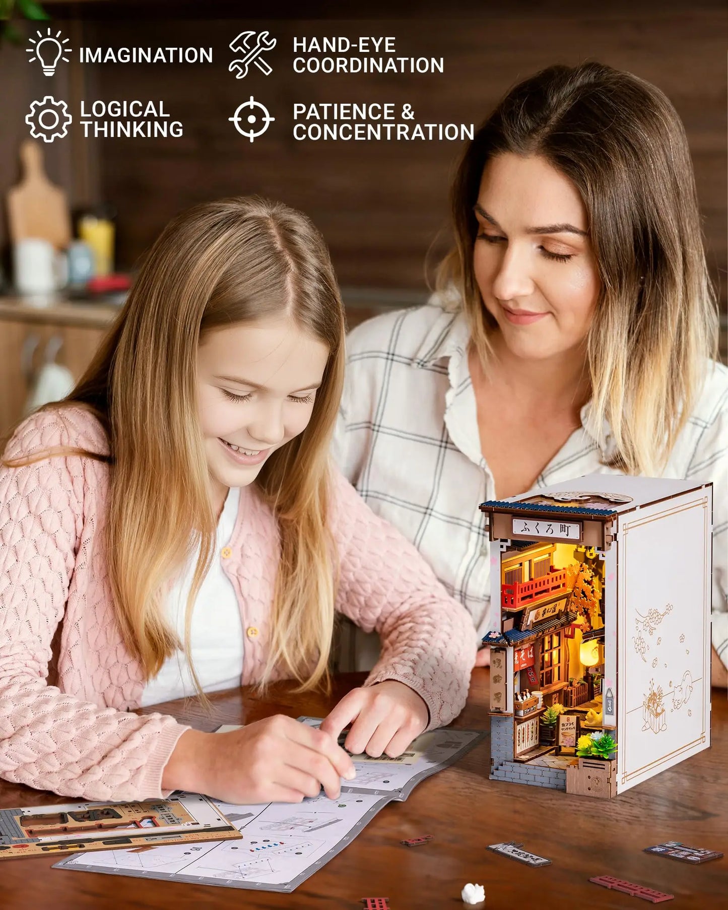 ROBOTIME Book Nook Kit DIY Miniature House   3D Wooden Puzzle Creative Decorative(TGB11) Unique Gifts for Teens&Adults (