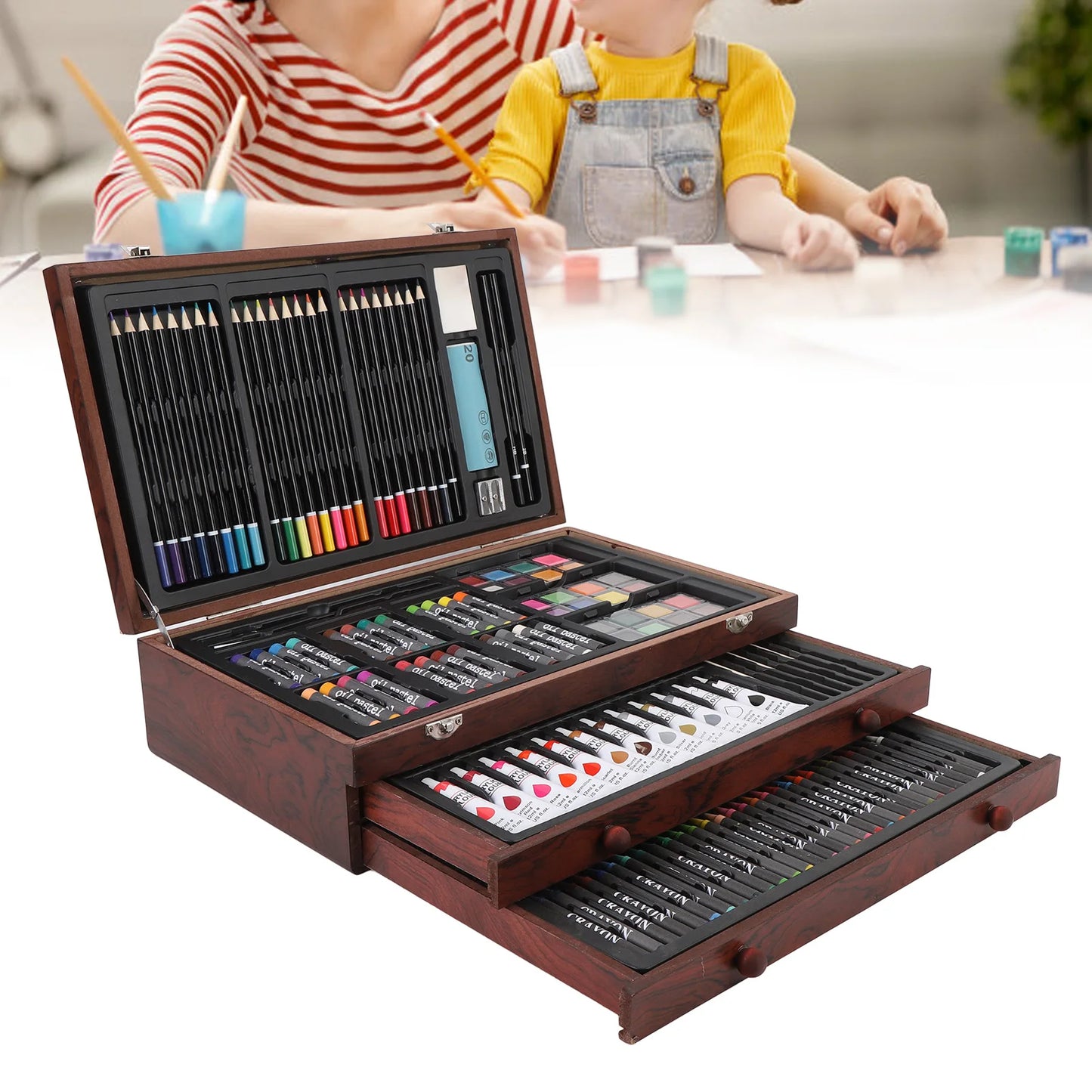 Wood Box Painting and Drawing Set 2 Artist Grade Sketchbooks Art Painting Sketching Drawing Kit