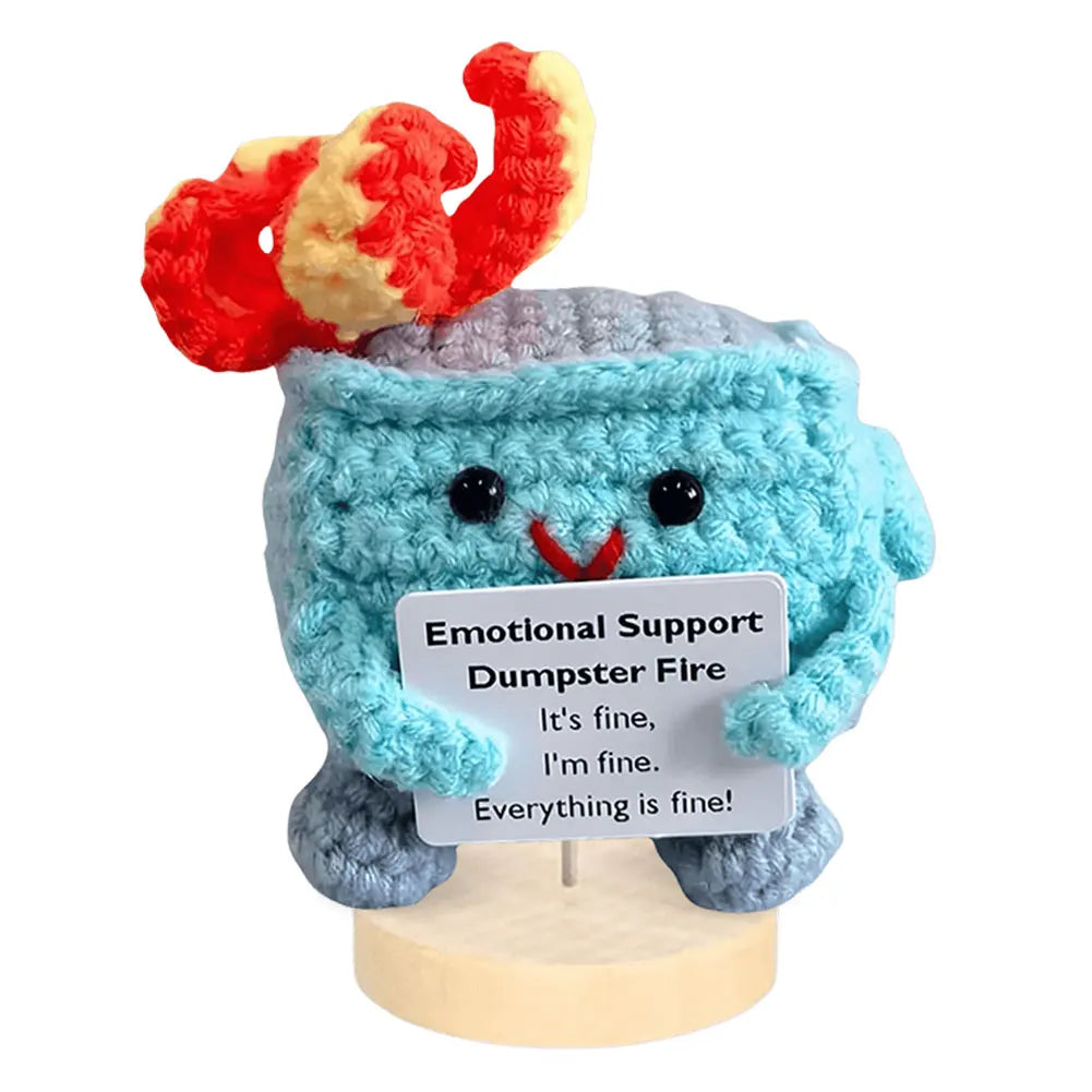 Emotional Support Dumpster Fire Positive Crochet Dumpster Fire Crochet Trash Can Fire Funny Gifts for Friends Coworker