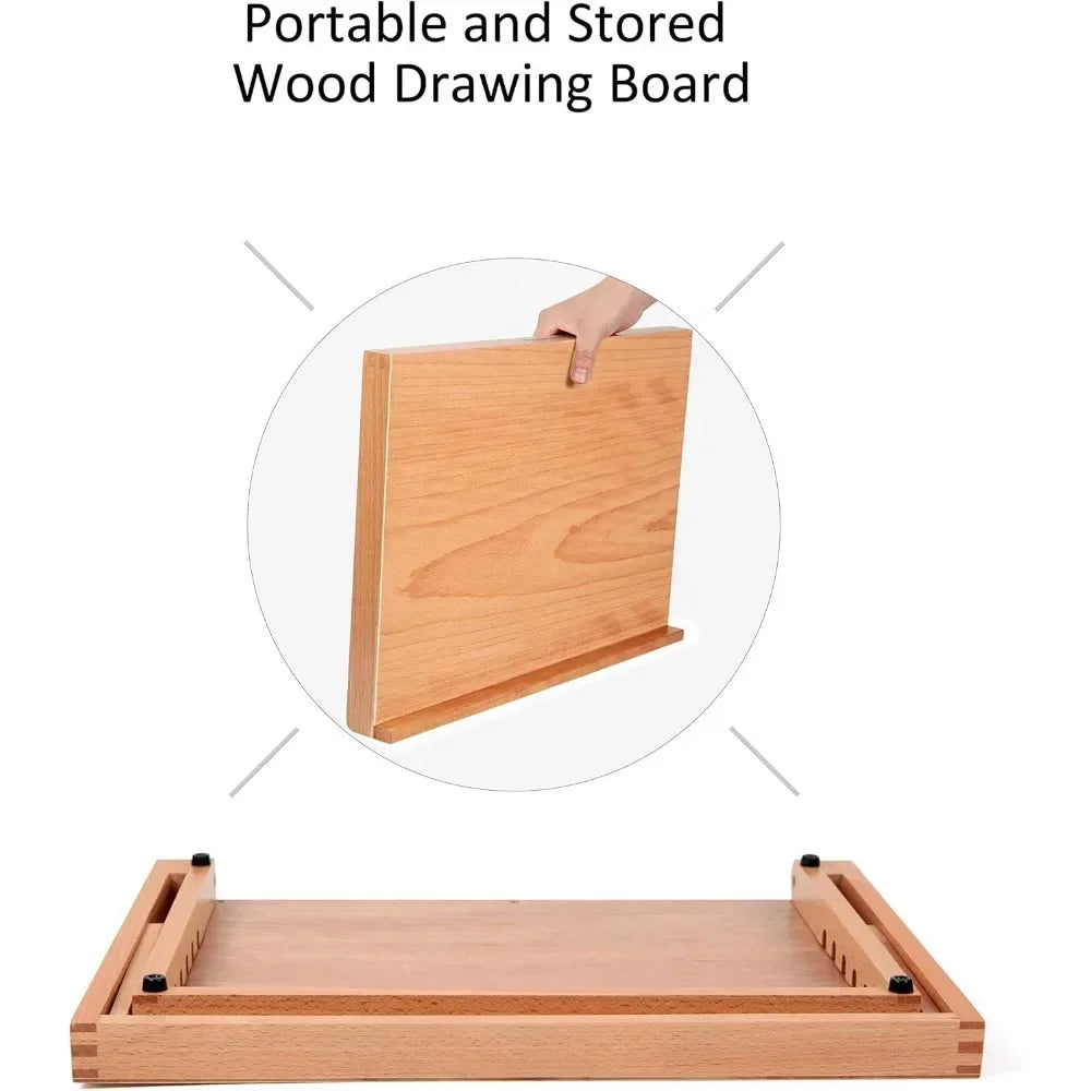 Wooden drawing table sketch board, 16 1/2 inches by 12 1/8 inches
