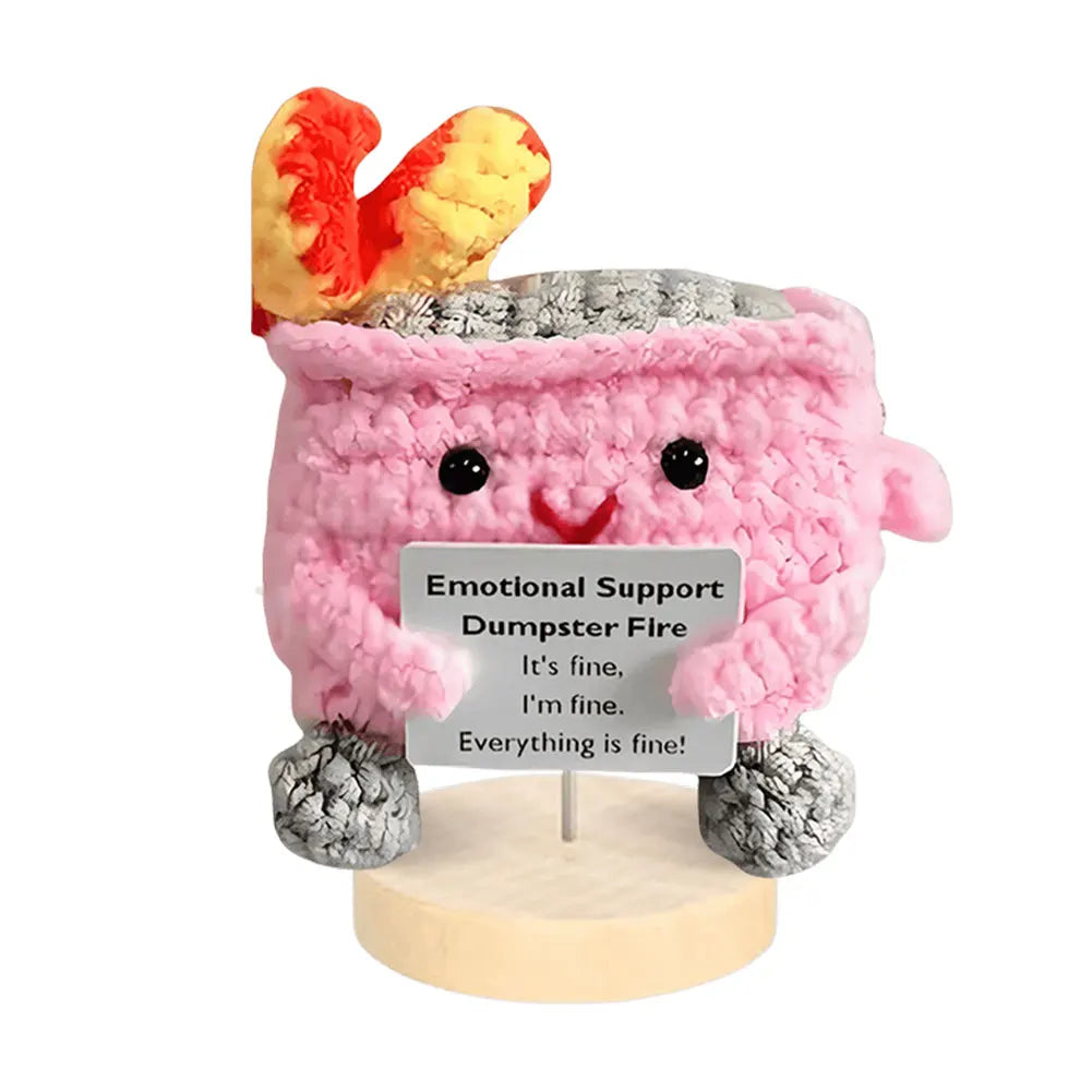 Emotional Support Dumpster Fire Positive Crochet Dumpster Fire Crochet Trash Can Fire Funny Gifts for Friends Coworker