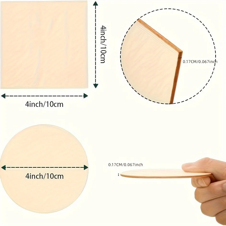 100 Pcs Wood Pieces 4 x 4 Inch Blank Wooden Slices Wood Chips for Home Decoration and DIY Crafts