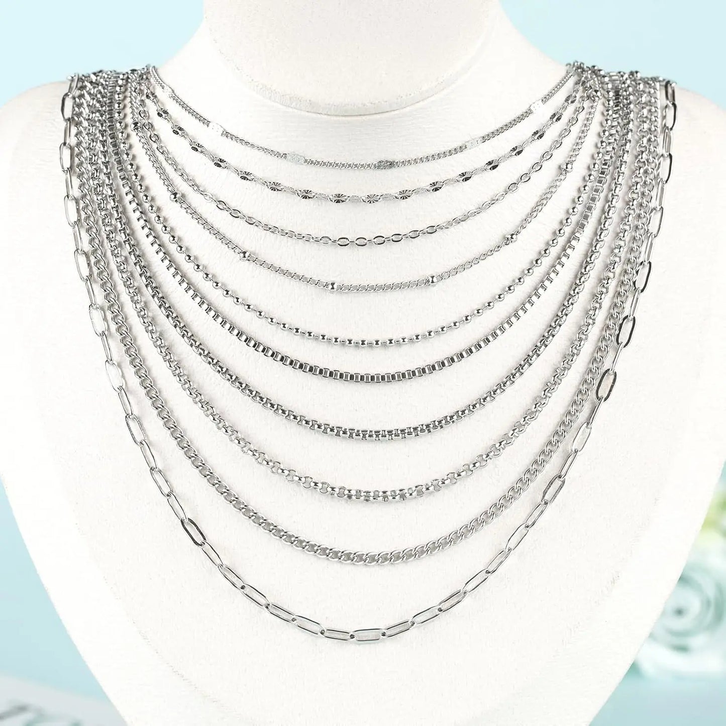 Stainless Steel Chain for Jewelry Making10 Rolls Stainless Steel Chains Bulk for Necklace Bracelet DIY Jewelry Making Supplies