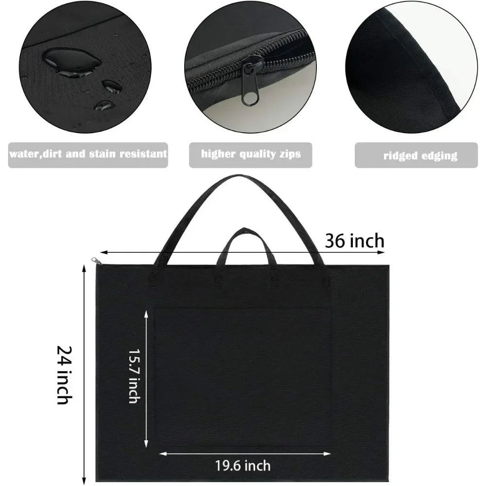 Tote bag nylon shoulder, 24 "X 36" light weight waterproof poster board storage, portfolio folder art poster