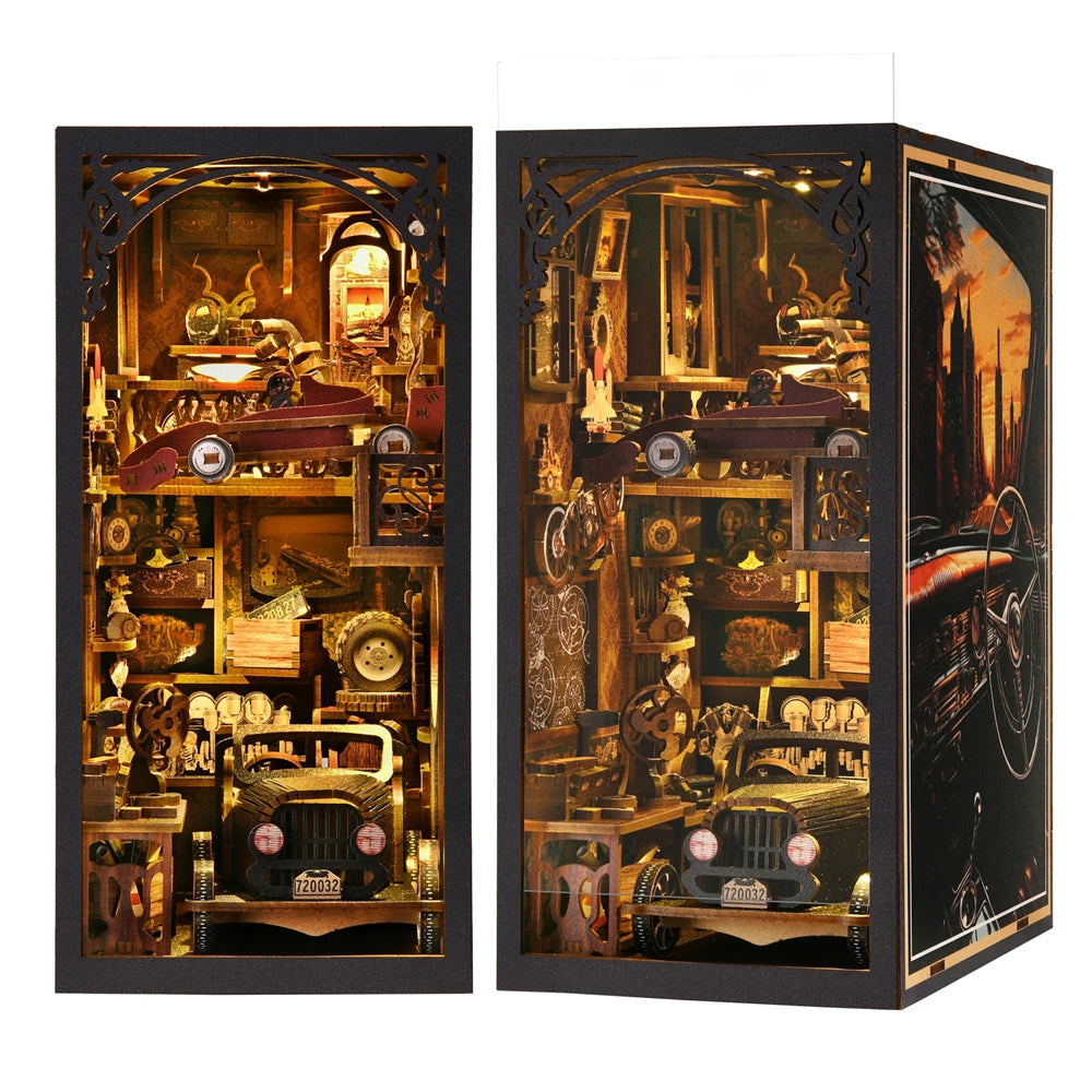 Book Nook Kit Classic Car F1 DIY Wooden Puzzle Bookshelf