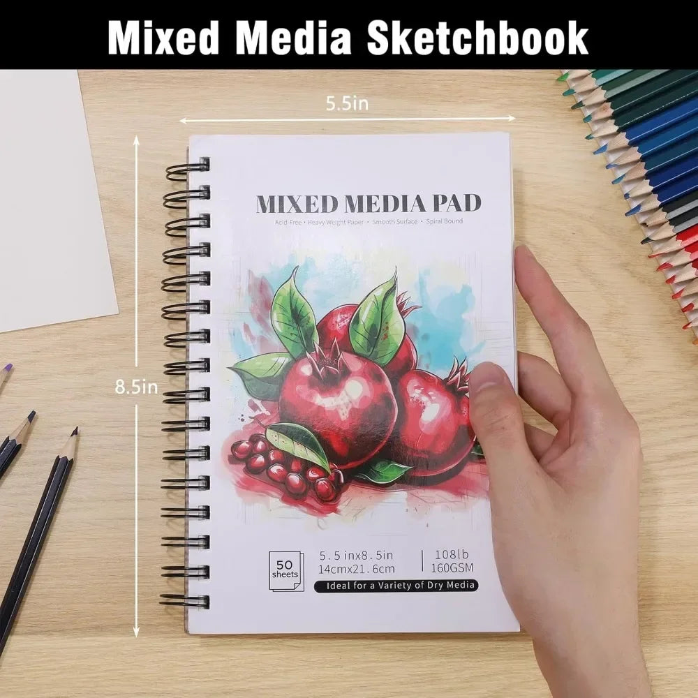 4 Pack of Mixed Media Sketchbooks, 5.5x8.5 Inch Drawing Paper Sketchbooks