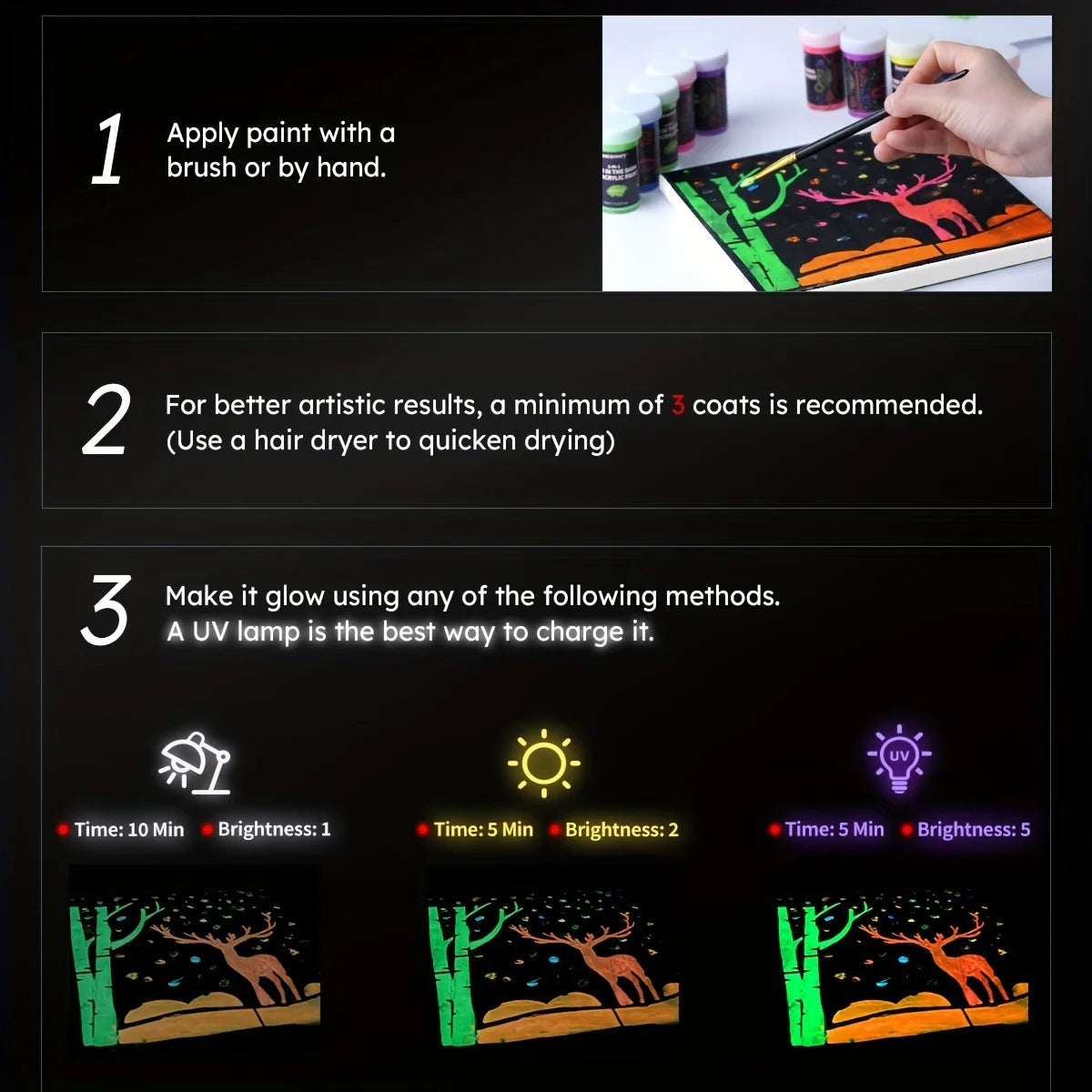 Acrylic Paint Set, 10 Neon and Glow in the Dark Colors Acrylic Paint for Wood, Drawing & Painting