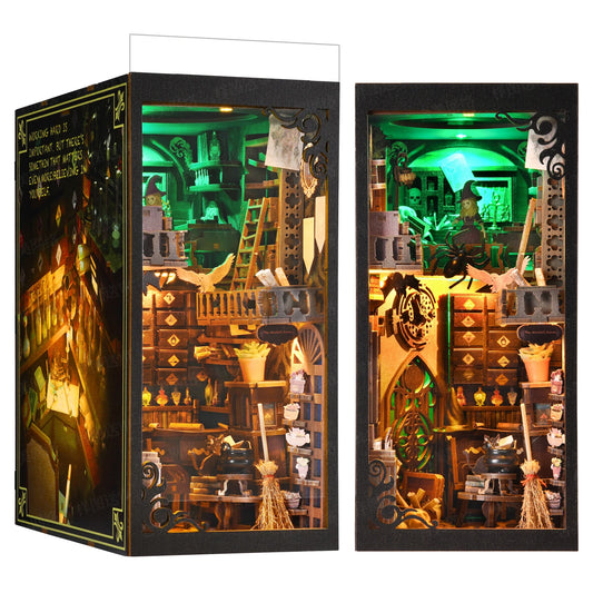 Book Nook Kit Wizard Miniatures DIY Wooden Puzzle Bookshelf