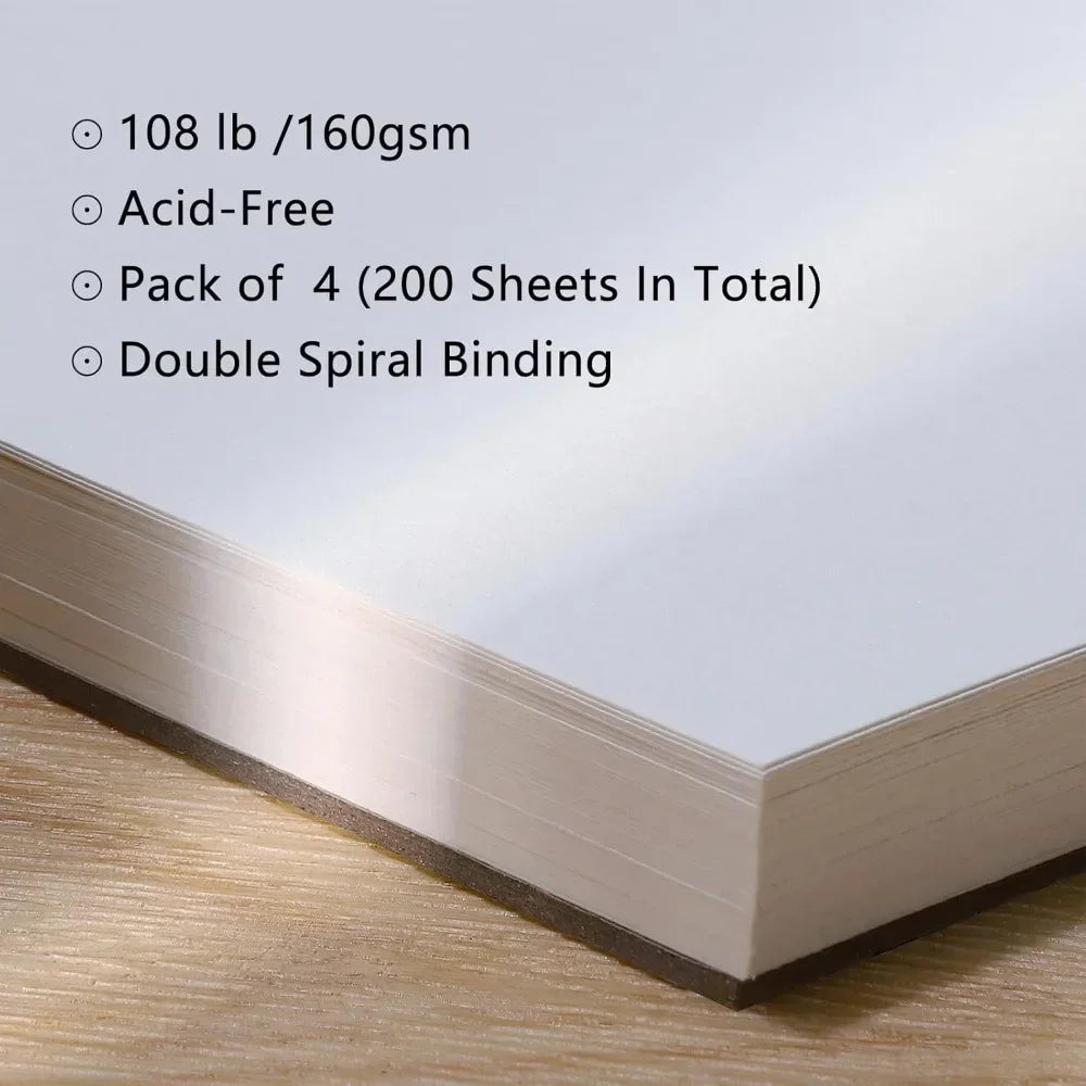 4 Pack of Mixed Media Sketchbooks, 5.5x8.5 Inch Drawing Paper Sketchbooks