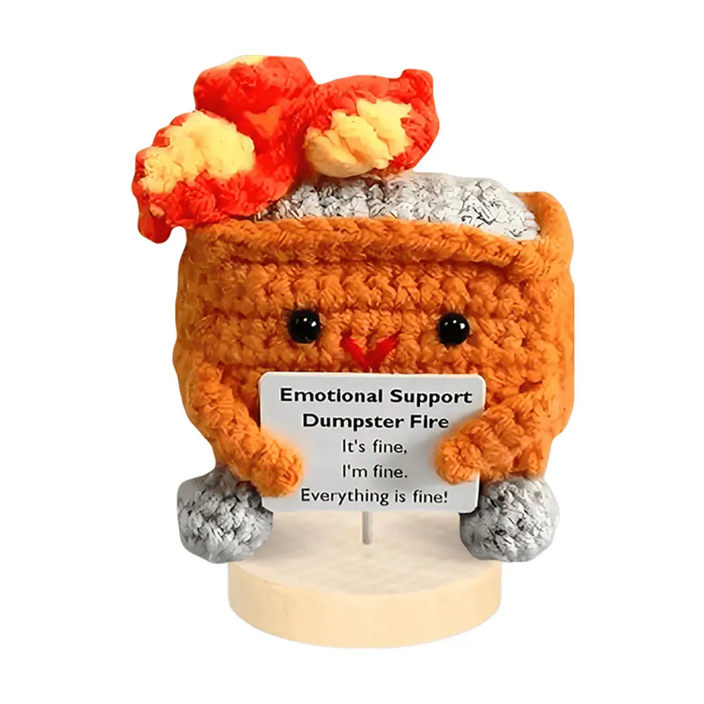 Emotional Support Dumpster Fire Positive Crochet Dumpster Fire Crochet Trash Can Fire Funny Gifts for Friends Coworker