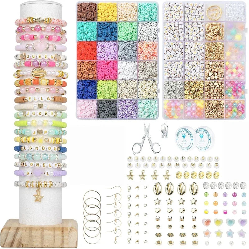 2 Box 24 Rainbow Color Clay Beads Bracelet Making Kit for Jewelry