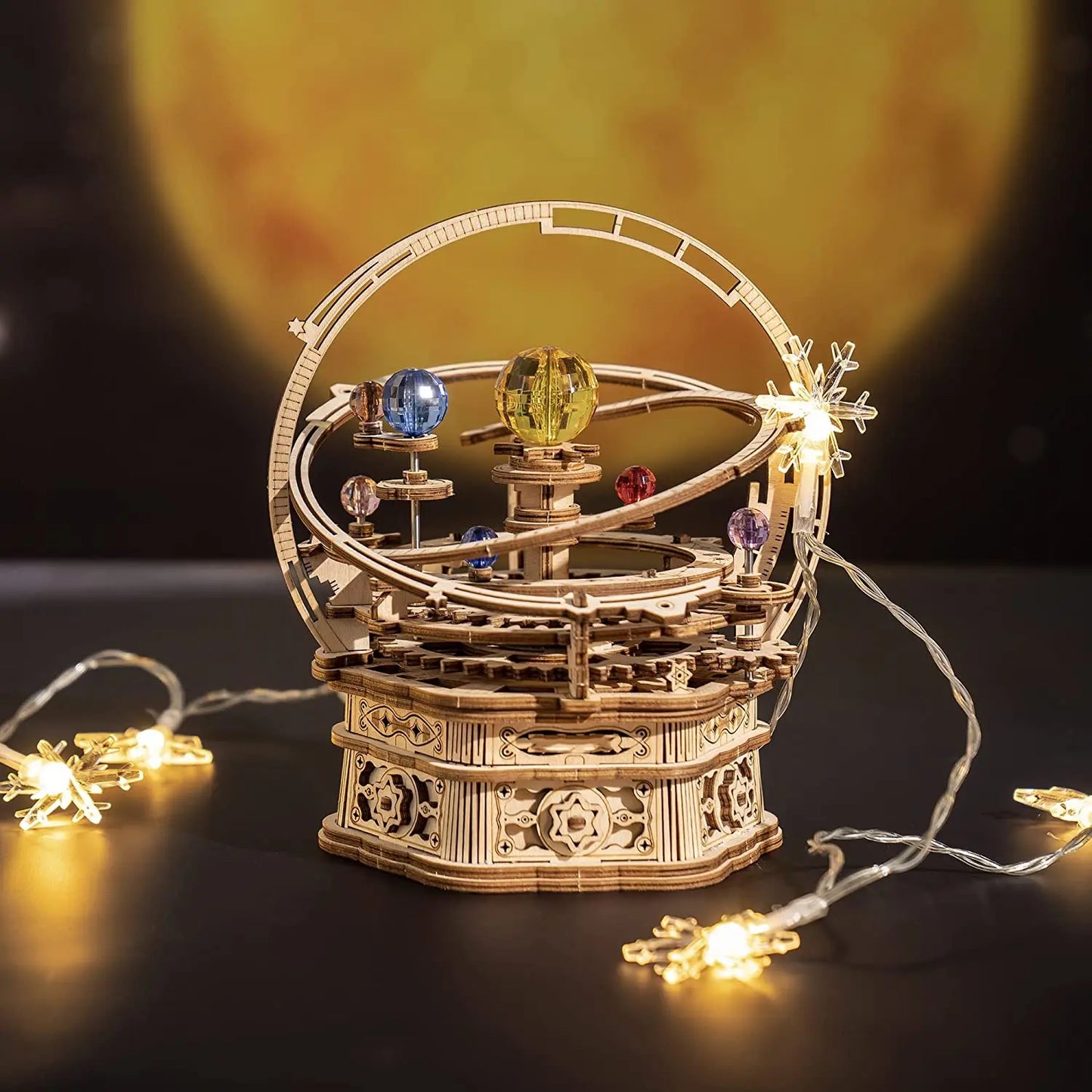 Robotime  84pcs Rotatable DIY 3D Starry Night Wooden Model Building Kit Block Assembly Music Box