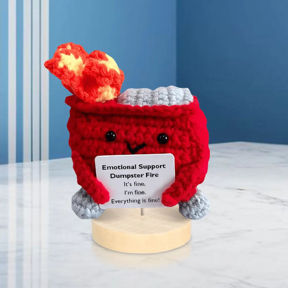 Emotional Support Dumpster Fire Positive Crochet Dumpster Fire Crochet Trash Can Fire Funny Gifts for Friends Coworker