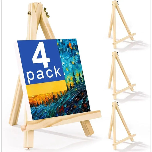 4 packs of 9-inch wooden easels, easel holders for painting canvases
