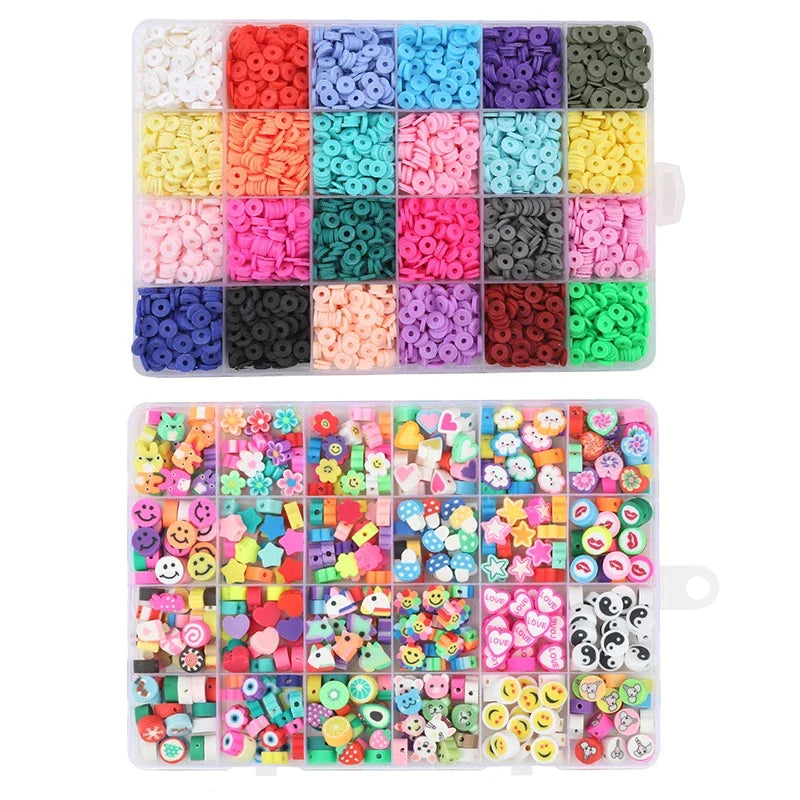 2 Box 24 Rainbow Color Clay Beads Bracelet Making Kit for Jewelry