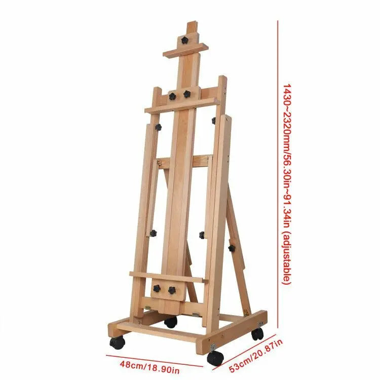 Large Heavy-Duty Studio Artist Easel H-Frame Wood Painting Art Easel Standing