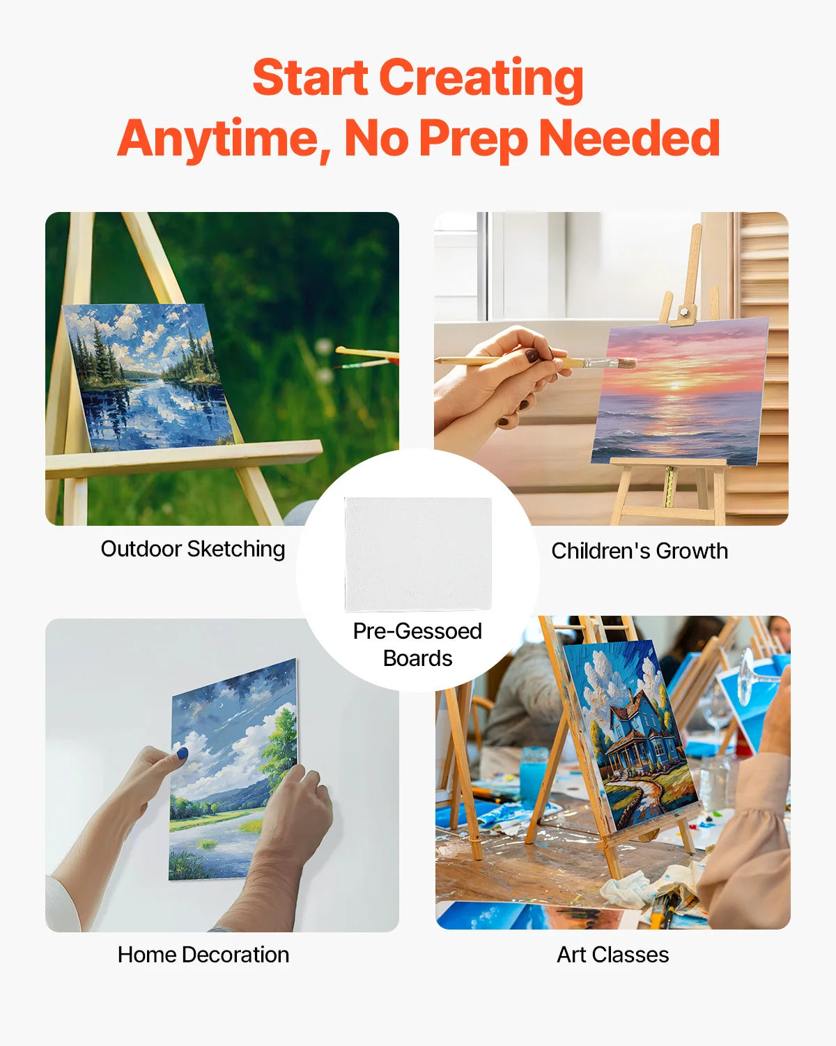 VEVOR Canvas Boards Painting  Sketching Acrylic Oil Painting Watercolor Paint Canvas
